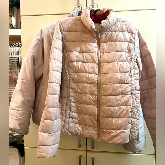 Set of 2 womens puffer jackets Primark light grey and dust pink size S (6-8) - Picture 1 of 10